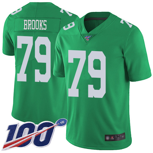 Men Philadelphia Eagles #79 Brandon Brooks Limited Green Rush Vapor Untouchable NFL Jersey 100th Season->nfl t-shirts->Sports Accessory